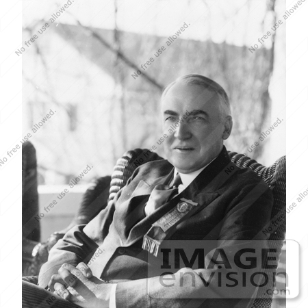 #20355 History Stock Photo of President Warren G. Harding, sitting at Elks’ National Home, Bedford, Virginia by JVPD