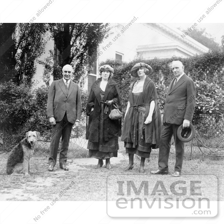 #20358 History Stock Photo of President Harding, Laddie Boy and Pop Anson and His Daughters by JVPD