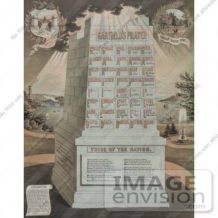 #20370 History Stock Photo of an Acrostic Prayer on Unfinished James Garfield Monument by JVPD