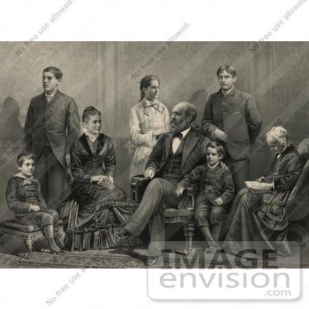 #20374 History Stock Photo of the 20th American President James Garfield and Family by JVPD