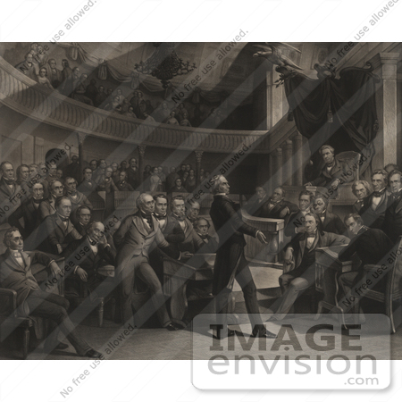 #20404 Historical Stock Photography: Henry Clay Addressing the United States Senate With Daniel Webster and John C Calhoun by JVPD