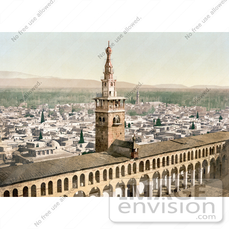 #20413 Historical Stock Photography of the Minaret of the Bride of the Umayyad Mosque, Damascus, Holy Land by JVPD