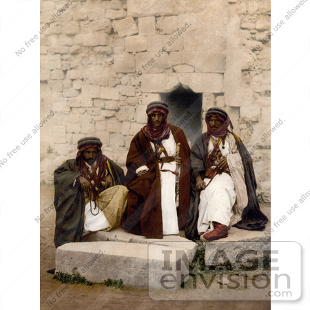 #20415 Historical Stock Photography of a Group of Bedouin Men in the Holy Land by JVPD