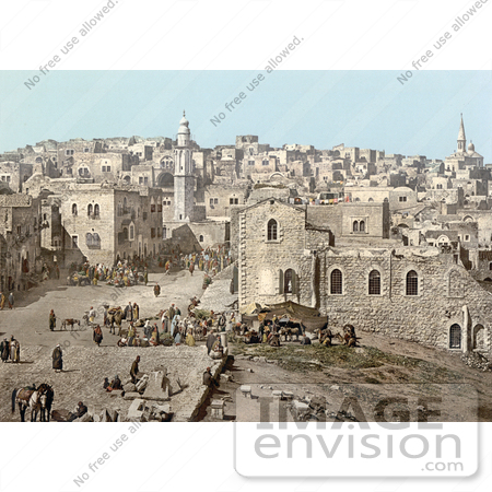 #20419 Historical Stock Photography of the Market Place in Bethlehem by JVPD