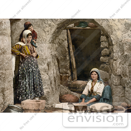 #20422 Historical Stock Photography of a Female Peasant Making Bread in Syria by JVPD