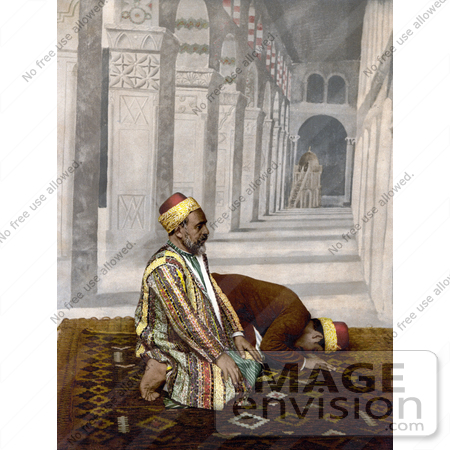 #20423 Historical Stock Photography of Two Men Kneeling in Prayer, Holy Land by JVPD