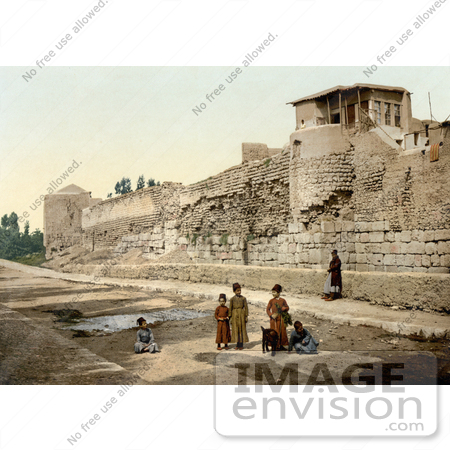 #20431 Historical Stock Photography of the Wall Over Which St. Paul Escaped, Damascus, Holy Land, Syria by JVPD