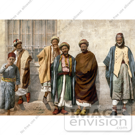 #20449 Historical Stock Photography of Male Peasants in Bethlehem, Holy Land by JVPD