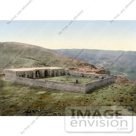 #20451 Historical Stock Photography of a Building on the Road to Jericho, Khan-el-Ahmar, Holy Land, West Bank by JVPD