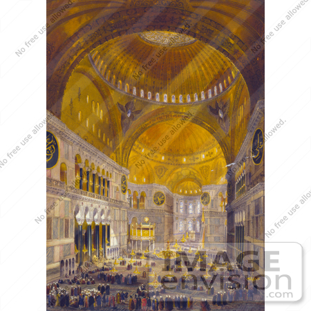 #20464 Stock Photography of People in the Nave of the Hagia Sophia by JVPD