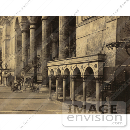 #20486 Historical Stock Photography of the Interior Part of the Nave in the Ayasofya Mosque by JVPD
