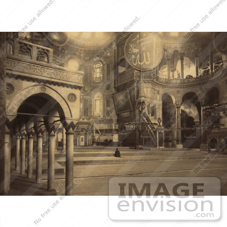 #20489 Historical Stock Photography of the Interior Part of the Nave in the Ayasofya Mosque by JVPD