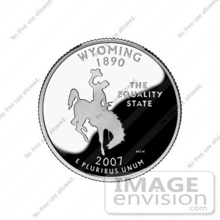#20528 Stock Photography of a Cowboy Riding a Bucking Bronco on the Wyoming State Quarter by JVPD