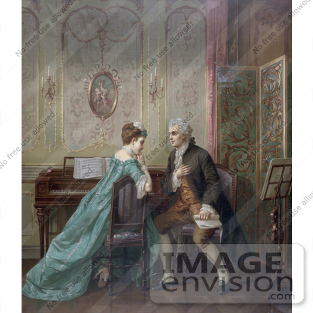 #20531 Stock Photography of a Man Proposing Marriage to a Woman While Sitting at a Piano by JVPD