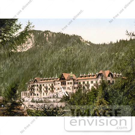 #20538 Historical Photochrome Stock Photography of Hotel Penegal Surrounded by Trees in Tirol, Austria by JVPD