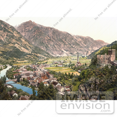 #20540 Historical Photochrome Stock Photography of Landeck, Tyrol, Austria, Austro-Hungary by JVPD