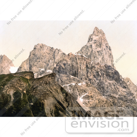 #20552 Historical Photochrome Stock Photography of Cimon della Pala, Tyrol, Austria by JVPD