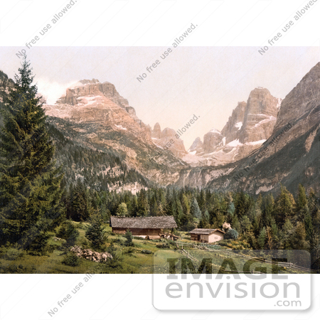#20554 Historical Photochrome Stock Photography of Empress Frederick’s Place in Madonna di Campiglio, Tyrol, Austria by JVPD