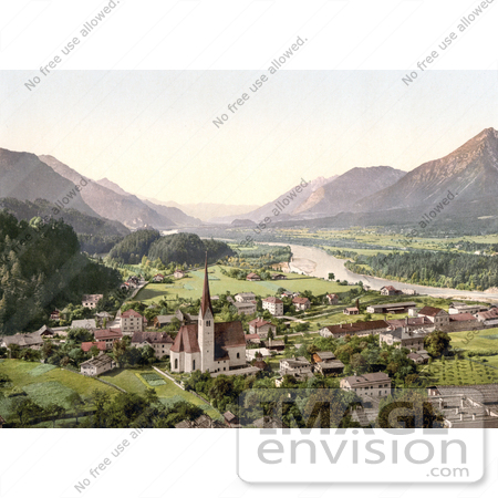 #20557 Historical Photochrome Stock Photography of the Village of Brixlegg, Tyrol, Austria by JVPD