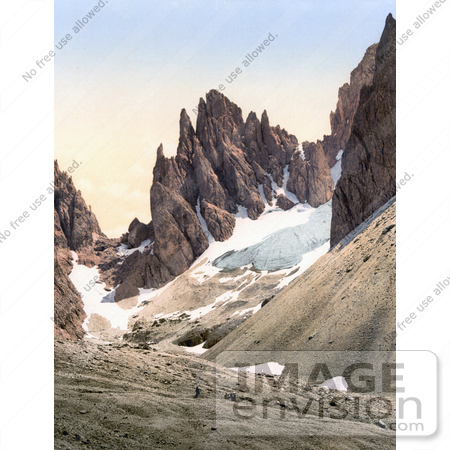 #20561 Historical Photochrome Stock Photography of Funffingerspitze, Tyrol, Austria by JVPD