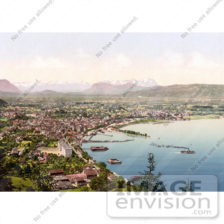 #20563 Historical Photochrome Stock Photography of Bregenz, Vorarlberg, as seen from Haggen, Tyrol, Austria by JVPD