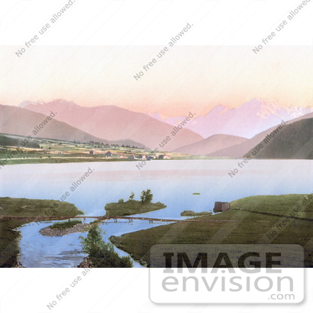 #20565 Historical Photochrome Stock Photography of Heidersee, Tyrol, Austria by JVPD