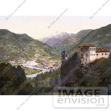 #20569 Historical Photochrome Stock Photography of the Haselburg and View of Bosen, Tyrol, Austria by JVPD