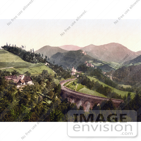 #20576 Historical Photochrome Stock Photography of the Semmering Railway, Der Jagergraben, Styria, Austria by JVPD