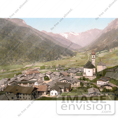 #20581 Historical Photochrome Stock Photography of the Brenner Railway, Gossensass, Tyrol, Austria by JVPD