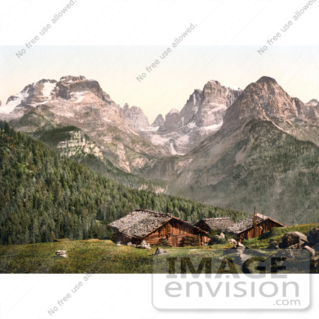 #20587 Historical Photochrome Stock Photography of the Mouth of the Brenta and Brenta Group, Tyrol, Austria by JVPD