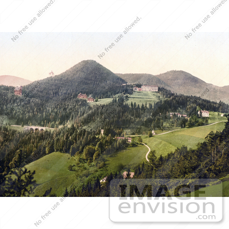 #20588 Historical Photochrome Stock Photography of the Semmering Railway and Hotel at Semmering, Styria, Austria by JVPD