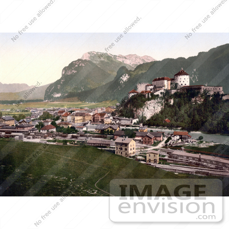 #20590 Historical Photochrome Stock Photography of the Fortress in Kufstein, Tyrol, Austria by JVPD