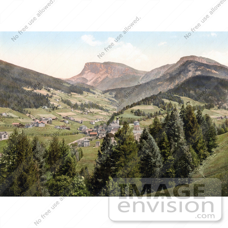 #20594 Historical Photochrome Stock Photography of St. Ulrich With Setscheda, Tyrol, Austria by JVPD