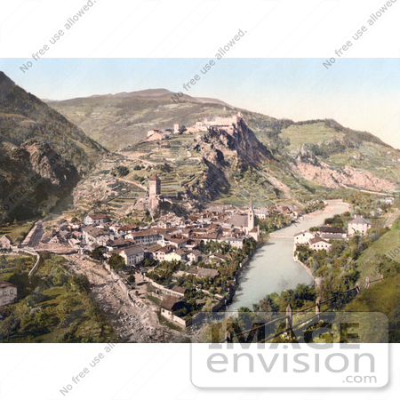 #20595 Historical Photochrome Stock Photography of Klausen, Tyrol, Austria by JVPD