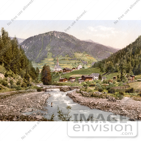 #20600 Historical Photochrome Stock Photography of Kals, Tyrol, Austria by JVPD