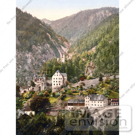 #20609 Historical Photochrome Stock Photography of Fernstein, Tyrol, Austria by JVPD