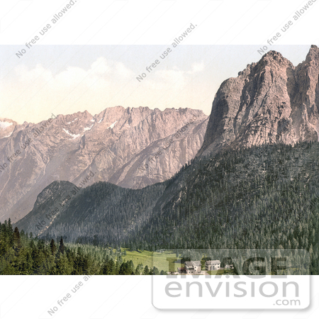 #20613 Historical Photochrome Stock Photography of Tre Croci, Tyrol, Austria by JVPD