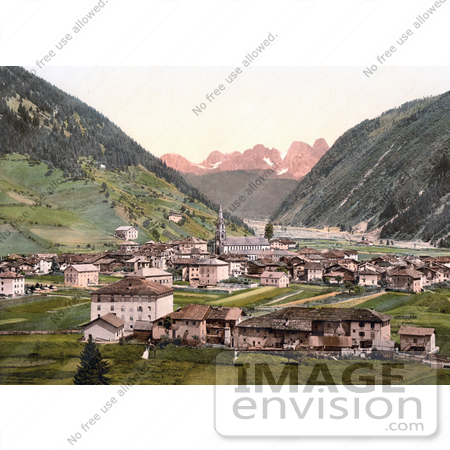 #20614 Historical Photochrome Stock Photography of the Valley Village of Predazzo, Tirol, Austria by JVPD