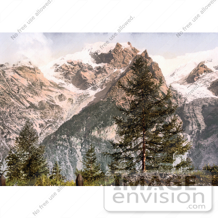 #20620 Historical Photochrome Stock Photography of Ortler Territory With Berglihutte From Weissen Knott, Tyrol, Austria by JVPD