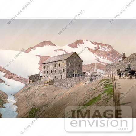 #20621 Historical Photochrome Stock Photography of Stilfserjoch, Stilfer Joch, Ferdinandshohe, Ortler Territory, Tyrol, Austria by JVPD