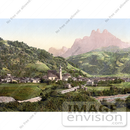 #20625 Historical Photochrome Stock Photography of the Village of Primiero in Tyrol, Austria by JVPD