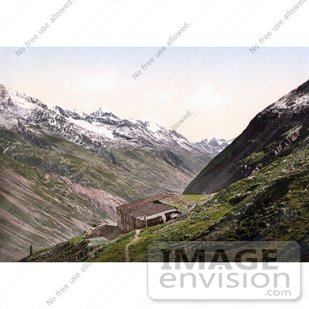 #20626 Historical Photochrome Stock Photography of Oetz Valley, Wildspitze, Tyrol, Austria by JVPD