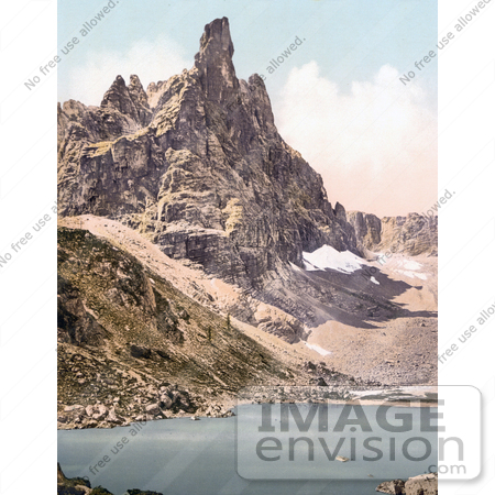 #20630 Historical Photochrome Stock Photography of Mt. Surlon and Sorapiss, Tyrol, Austria by JVPD