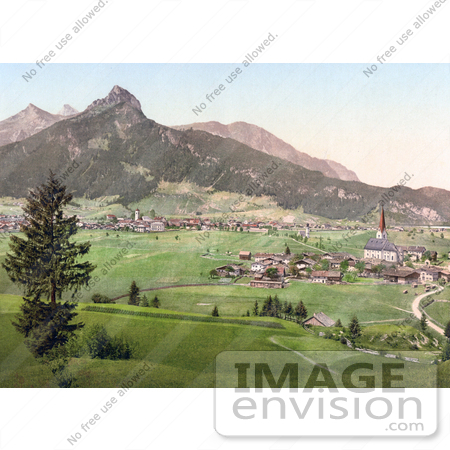 #20631 Historical Photochrome Stock Photography of the Town of Reutte, Tyrol, Austria by JVPD