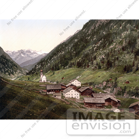 #20635 Historical Photochrome Stock Photography of Oetz Valley, Tyrol, Austria by JVPD