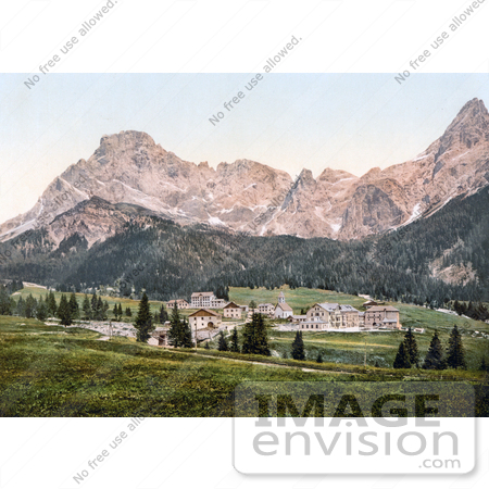 #20639 Historical Photochrome Stock Photography of San Martino di Castrozza, Tyrol, Austria by JVPD