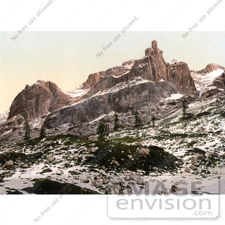 #20640 Historical Photochrome Stock Photography of the Ortler Group, Campanil Tuckett, Tyrol, Austria by JVPD
