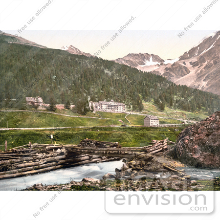 #20641 Historical Photochrome Stock Photography of a Hotel in Sulden Tyrol, Austria by JVPD