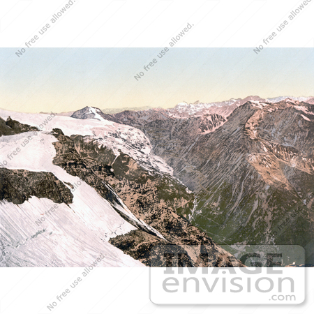 #20645 Historical Photochrome Stock Photography of Stilferjoch/Stilfer Joch Road, from Payerhutte, Tyrol, Austria by JVPD