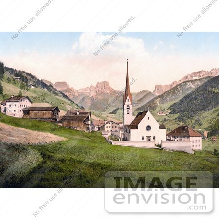 #20647 Historical Photochrome Stock Photography of St. Christina, Tyrol, Austria by JVPD